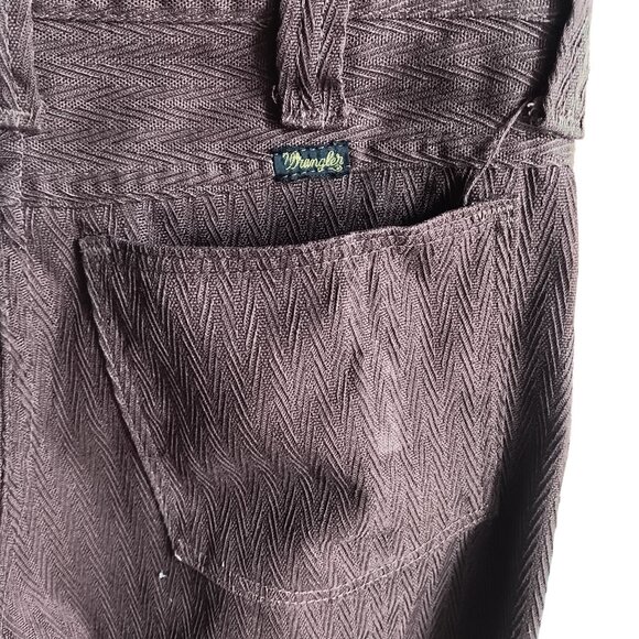 27x31 Vintage Wrangler Herringbone Bootcut Jeans 1970's Twill Hippie Flare Brown - Picture 3 of 6